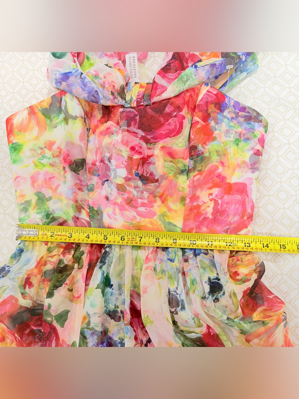 Marchesa Notte Multicolor Watercolor Floral Strapless Dress — image 6 of 8